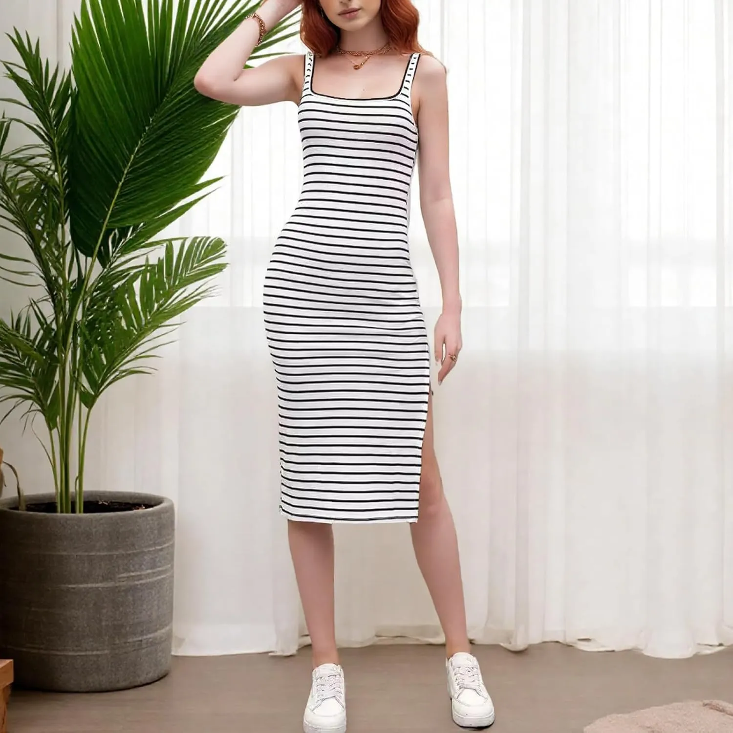 Women's Summer Sleeveless Striped Dress, Comfortable and Lightweight, Perfect for Beach, Vacation and Daily Wear