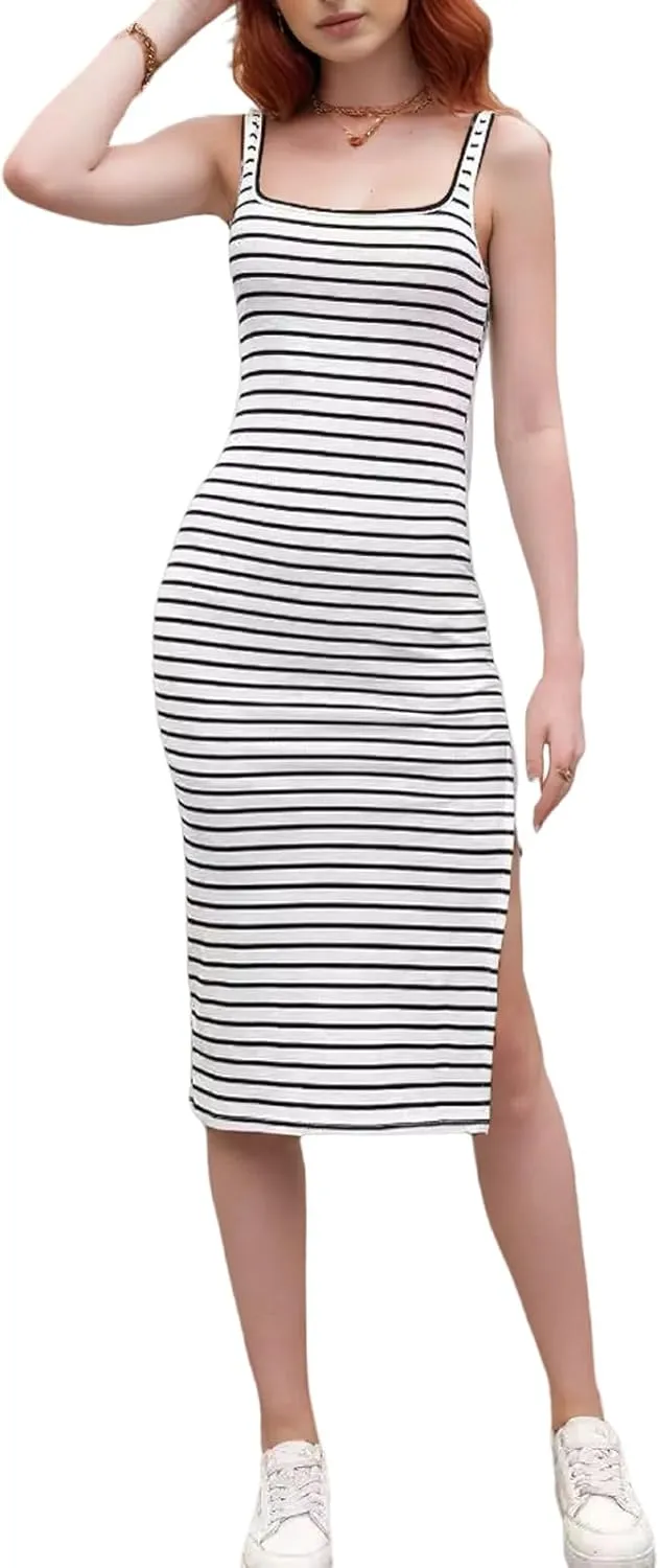 Women's Summer Sleeveless Striped Dress, Comfortable and Lightweight, Perfect for Beach, Vacation and Daily Wear
