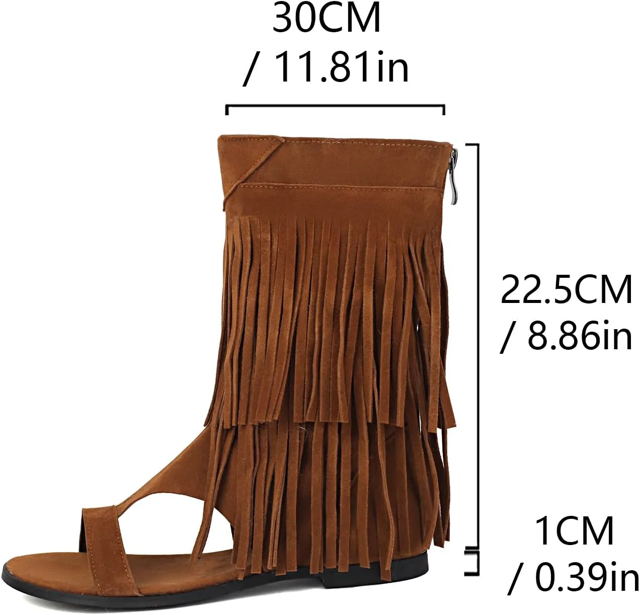 Womens Summer Tassel Mid Calf Boots Flat Roman Gladiator Sandals US3-US13.5