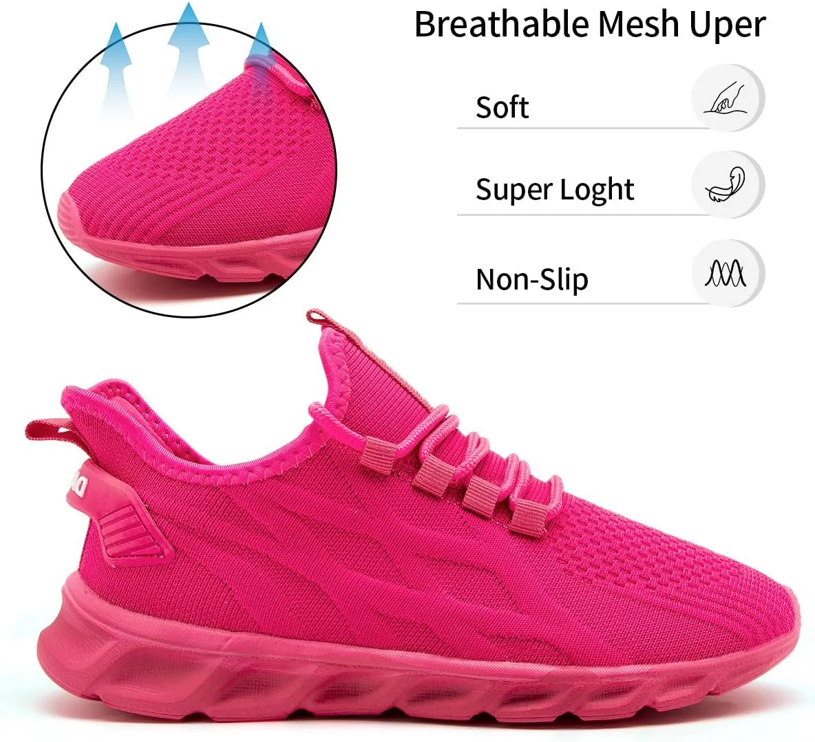 Womens Walking Shoes Slip On Sneakers Tennis Shoes Running Sport Workout Gym Shoes Athletic Non Slip Lightweight Breathable Fashion Casual Shoes for Travel Work