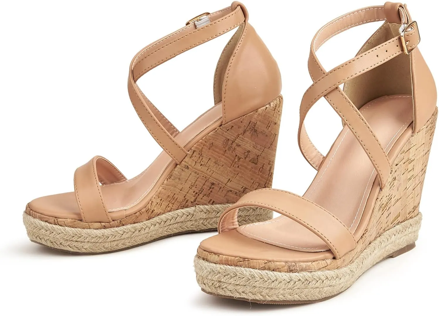 Women's Wedge Sandals Casual Summer Buckle Open Toe Ankle Strap Platform Wedge Heels