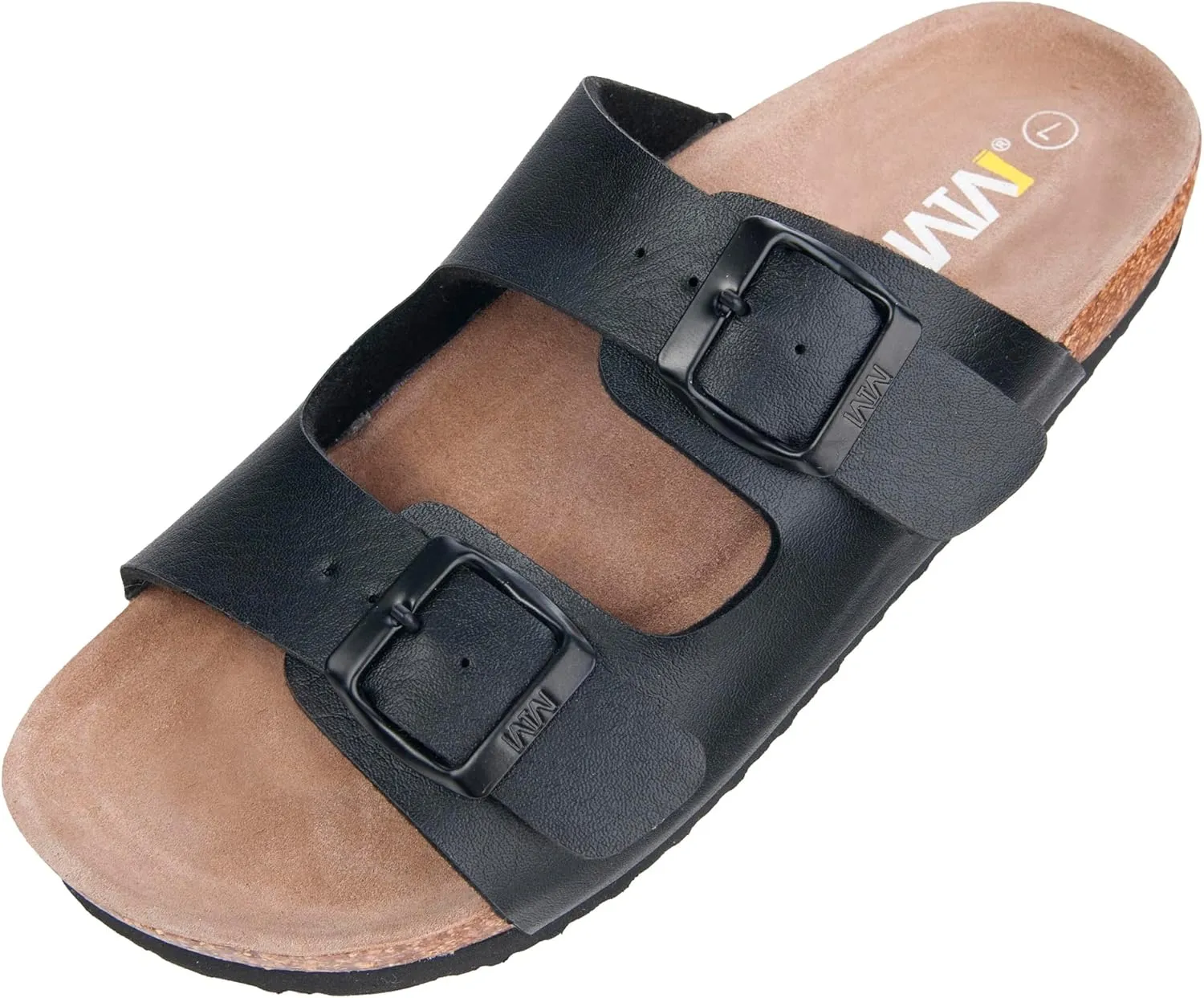 WTW Cork Footbed Womens Sandals Genuine Leather Insole Slides Sandals for Women Adjustable Buckle Summer Sandals Outdoor Walking