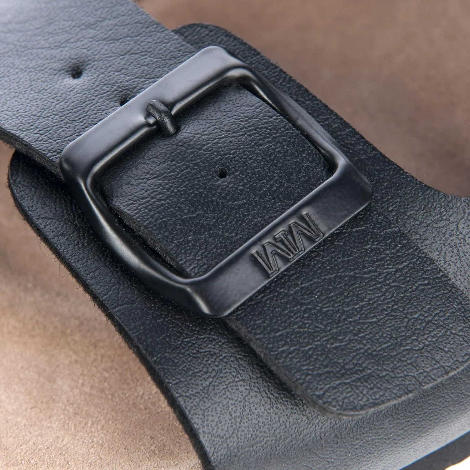 WTW Cork Footbed Womens Sandals Genuine Leather Insole Slides Sandals for Women Adjustable Buckle Summer Sandals Outdoor Walking