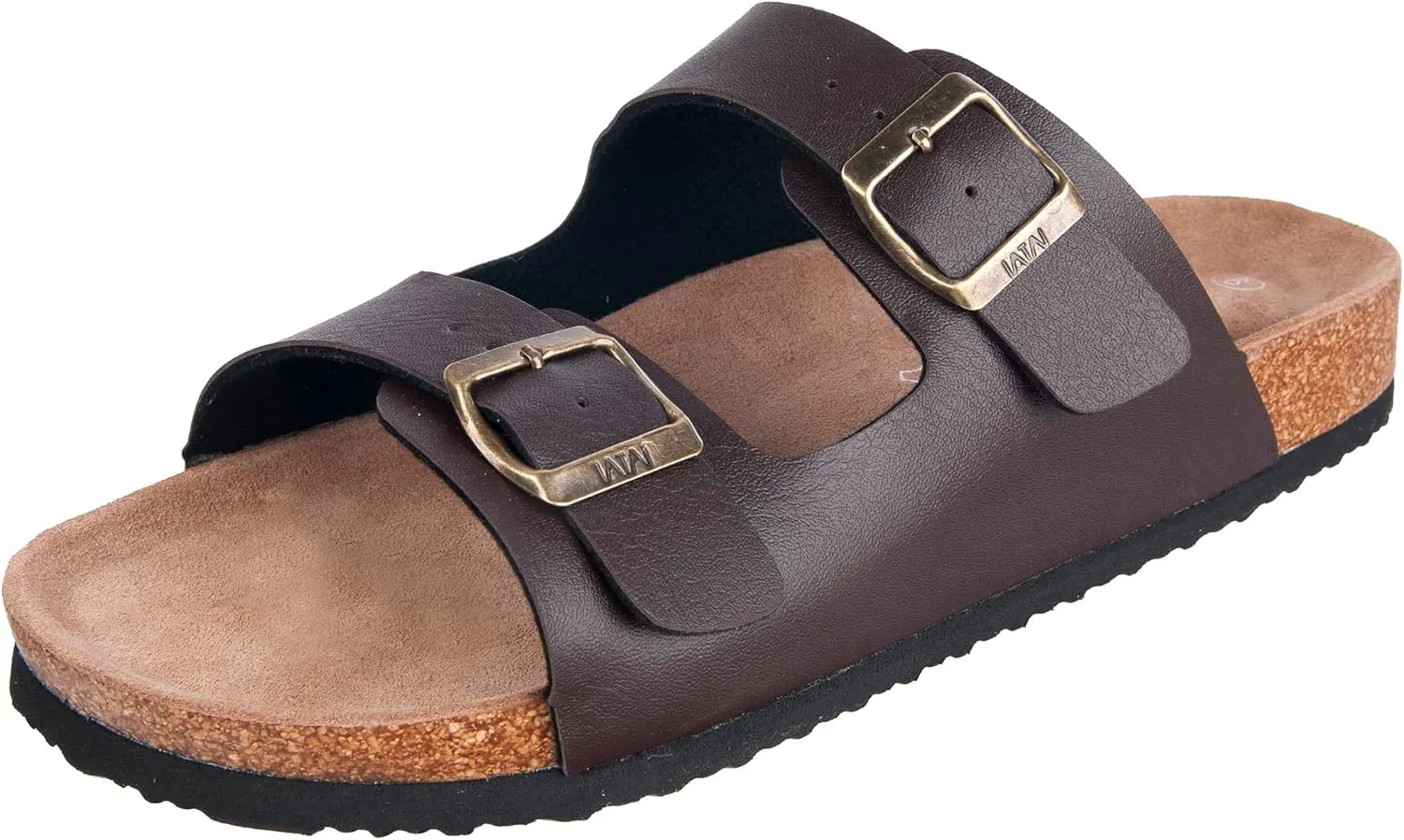 WTW Cork Footbed Womens Sandals Genuine Leather Insole Slides Sandals for Women Adjustable Buckle Summer Sandals Outdoor Walking