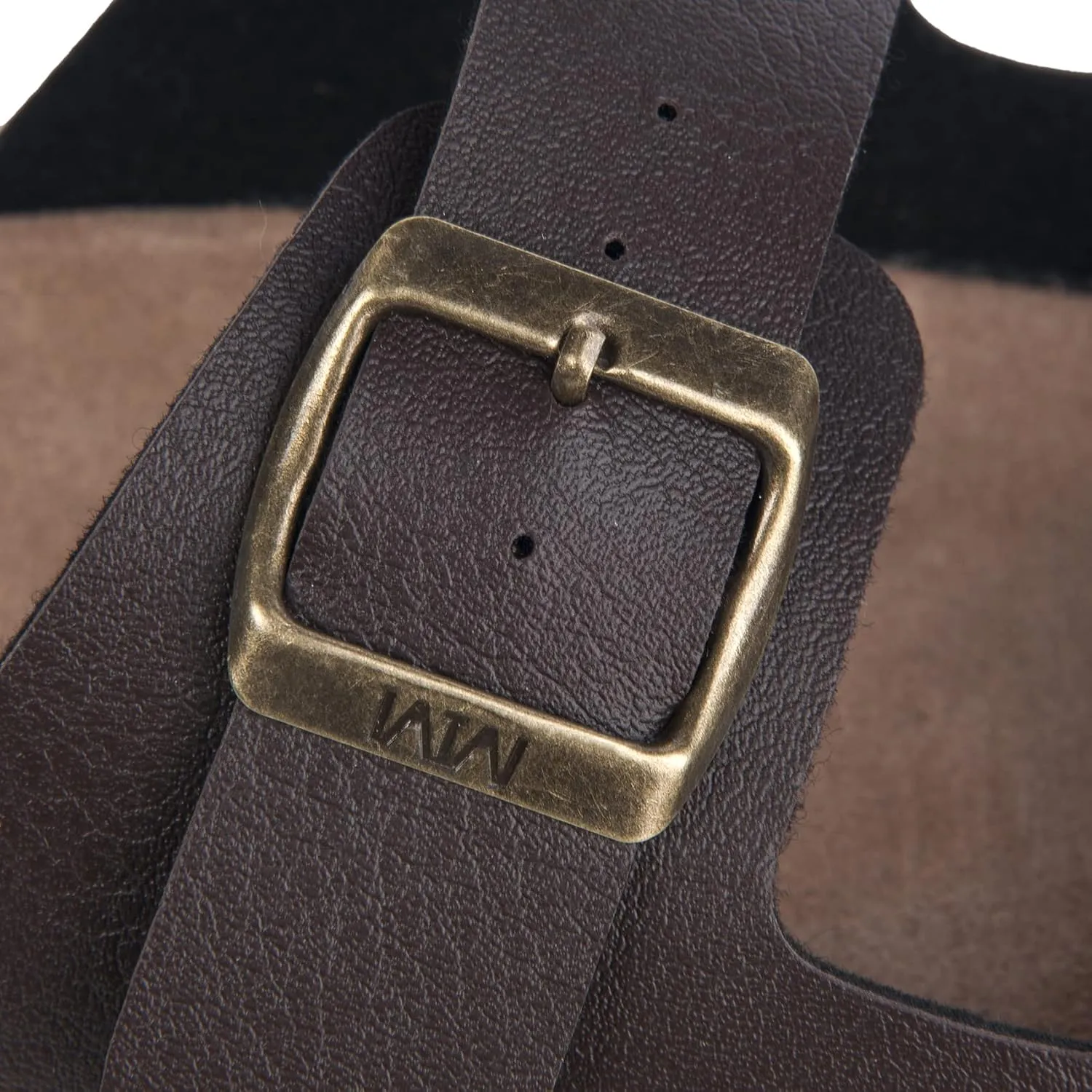 WTW Cork Footbed Womens Sandals Genuine Leather Insole Slides Sandals for Women Adjustable Buckle Summer Sandals Outdoor Walking