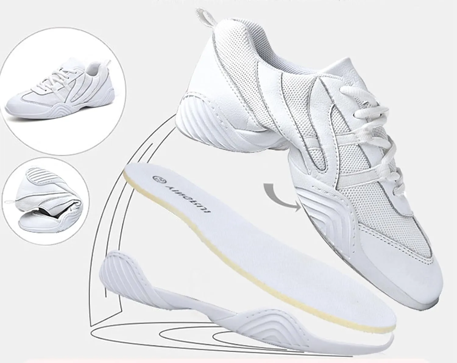 WUIWUIYU Boys Girls White Cheer Shoes Lace Up School Cheerleading Competition Dance Sports Sneakers Shoe