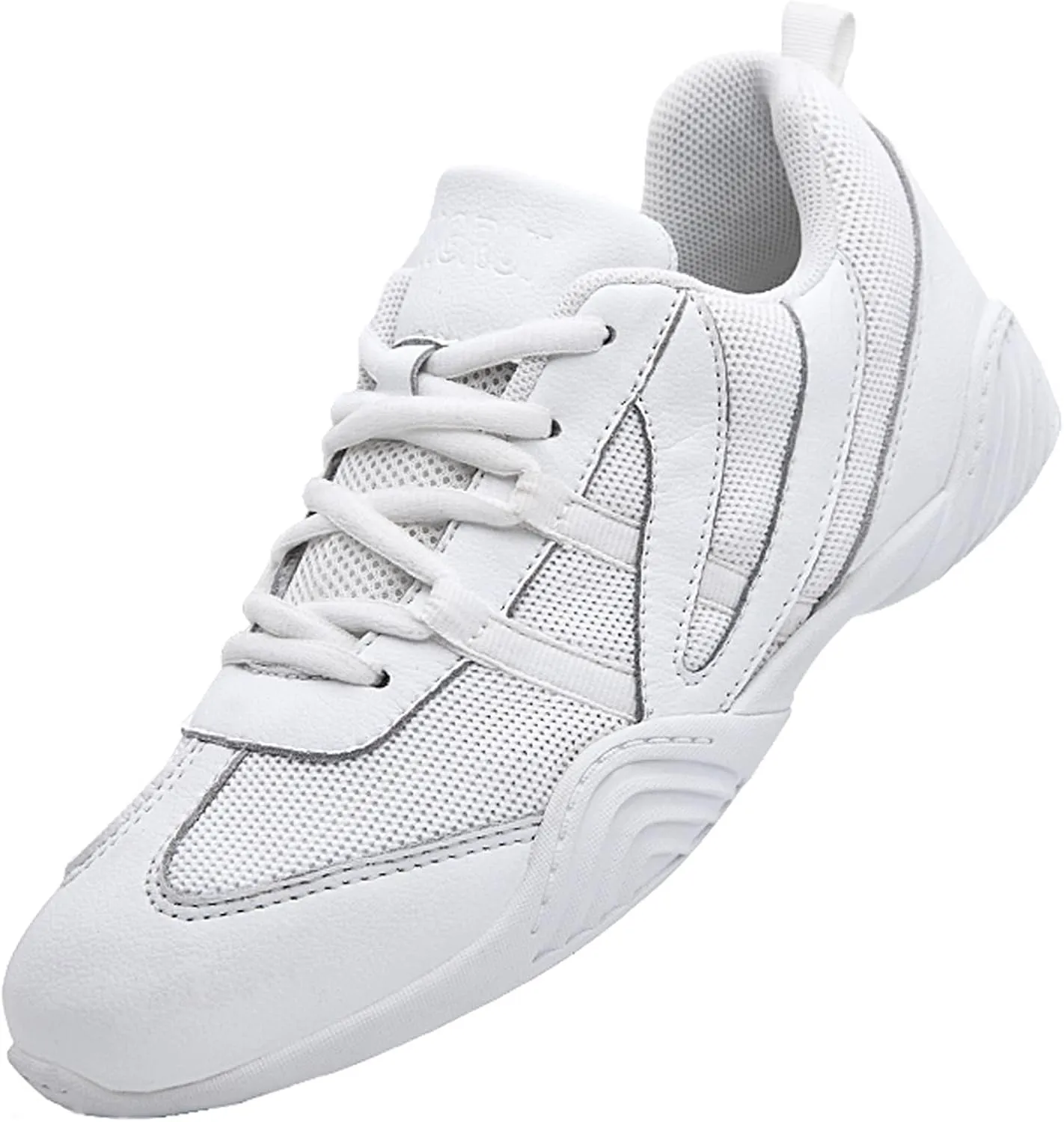 WUIWUIYU Boys Girls White Cheer Shoes Lace Up School Cheerleading Competition Dance Sports Sneakers Shoe