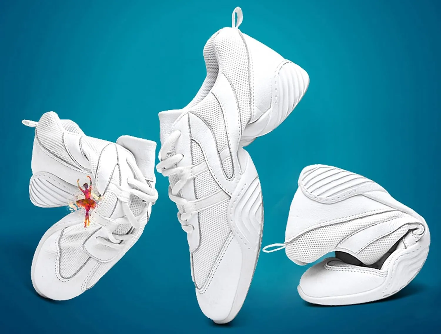 WUIWUIYU Boys Girls White Cheer Shoes Lace Up School Cheerleading Competition Dance Sports Sneakers Shoe