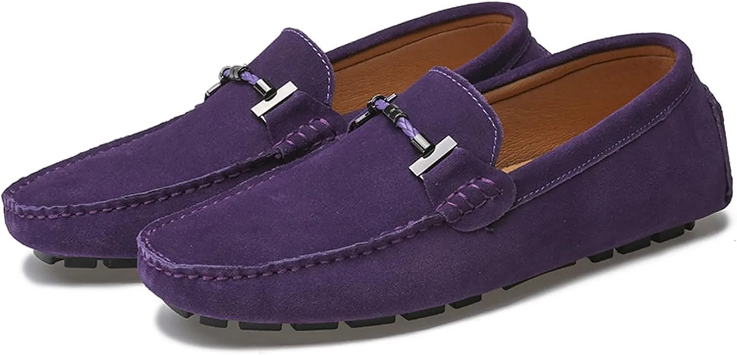 WUIWUIYU Men's Penny Loafers Moccasin Driving Shoes Slip On Flats Boat Shoes
