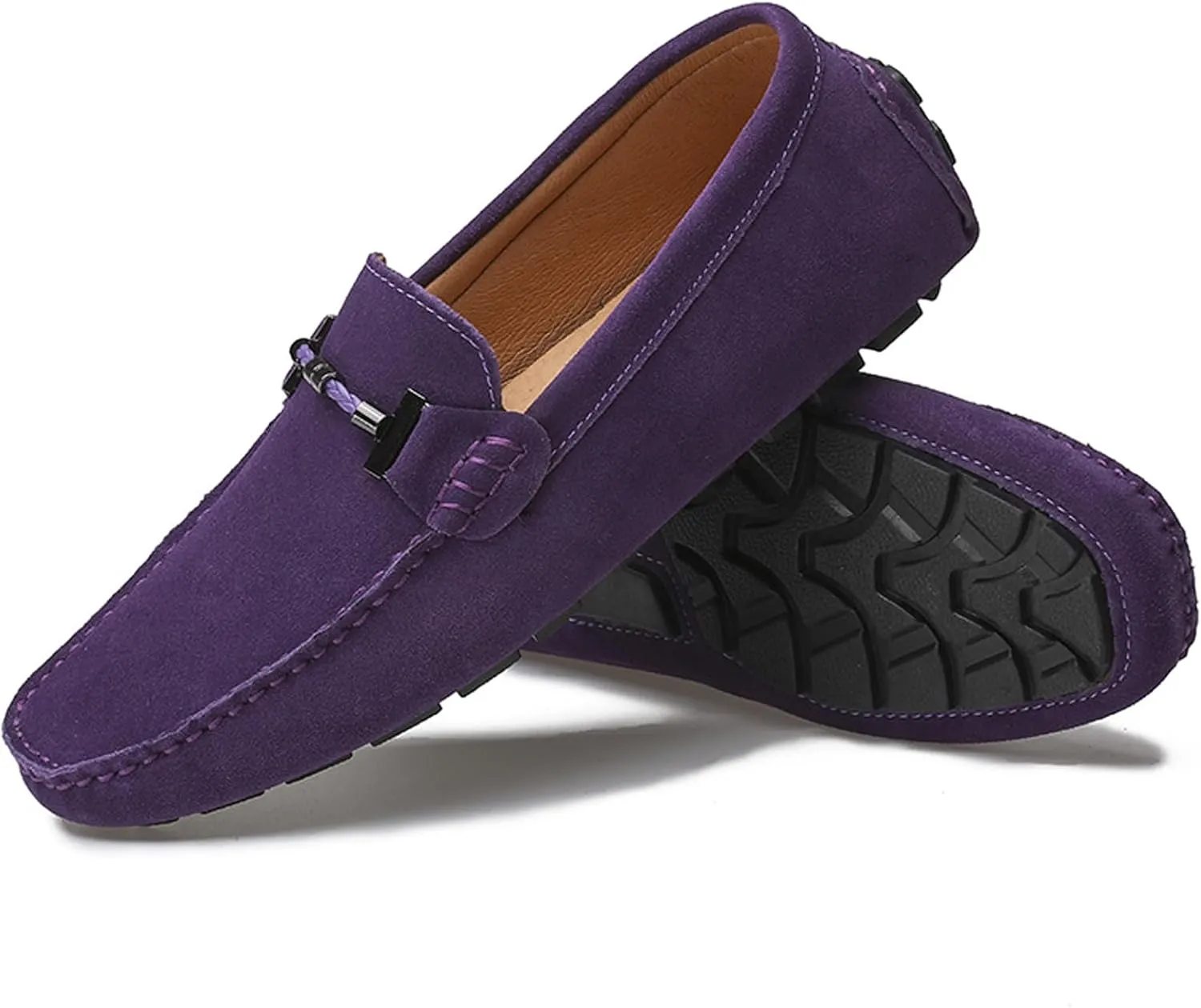 WUIWUIYU Men's Penny Loafers Moccasin Driving Shoes Slip On Flats Boat Shoes