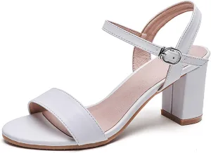 WUIWUIYU Women's Girls' High Heel Sandals Open Toe Ankle Strap Cone Heeled Summer Dress Shoes