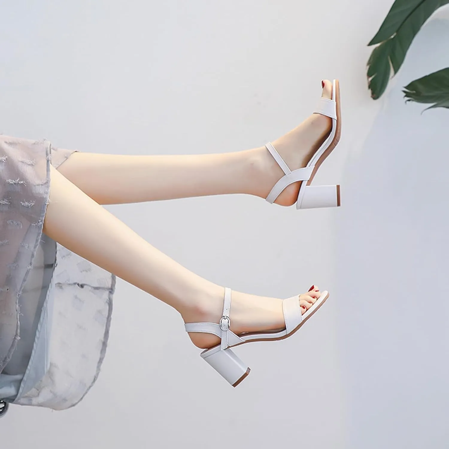 WUIWUIYU Women's Girls' High Heel Sandals Open Toe Ankle Strap Cone Heeled Summer Dress Shoes
