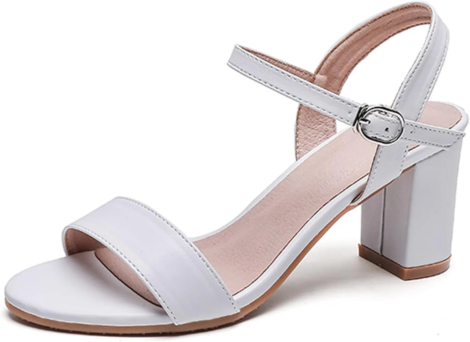 WUIWUIYU Women's Girls' High Heel Sandals Open Toe Ankle Strap Cone Heeled Summer Dress Shoes