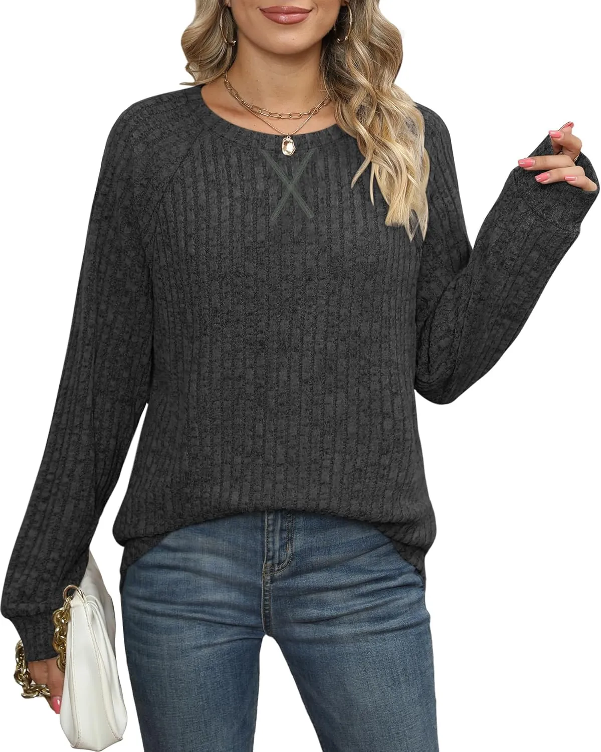 XIEERDUO Womens Sweatshirts Crewneck Loose Fitting Tops For Women Long Sleeve Shirts Pullover