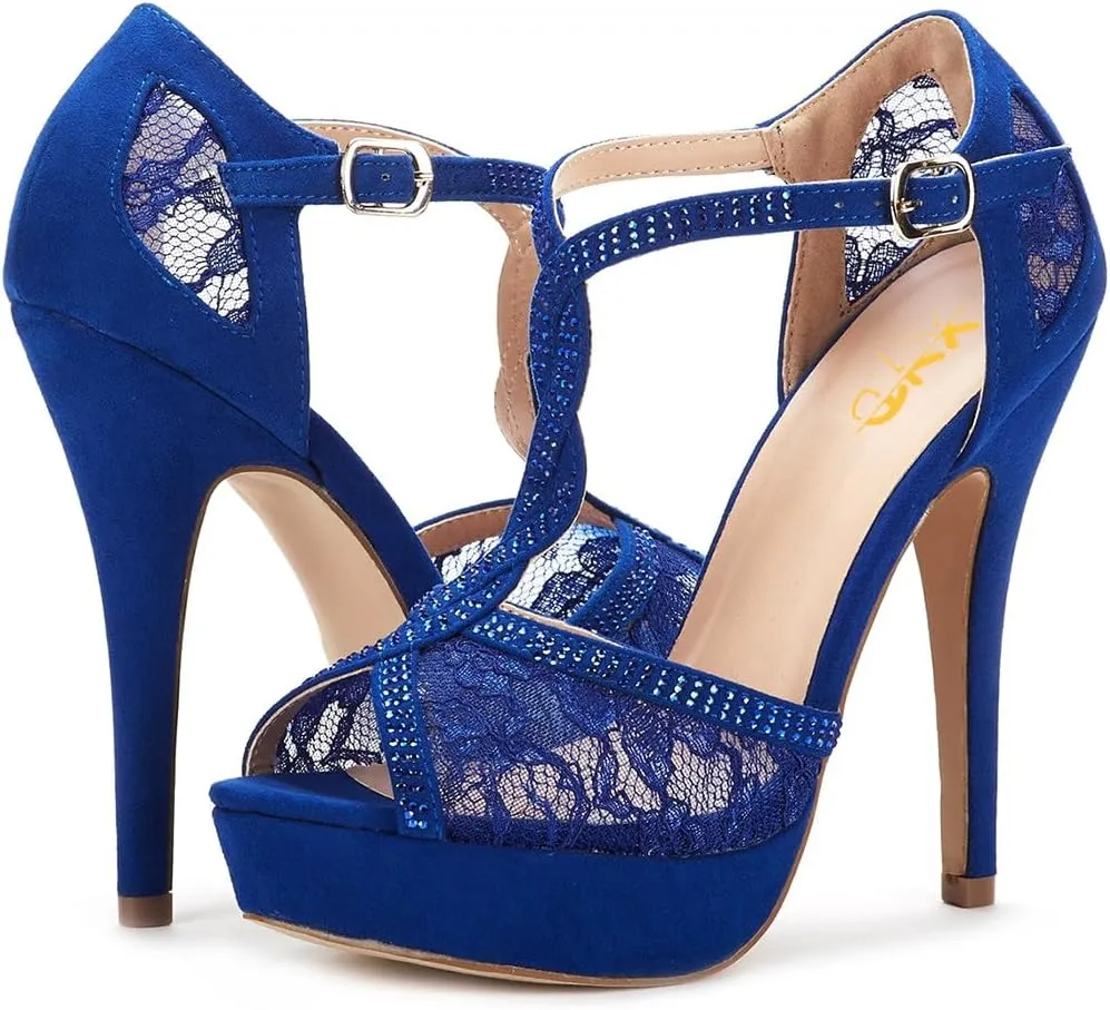 XYD Women Peep Toe Sexy Lace Crystals High Heels Platform Sandals Twining Straps Wedding Ceremony Bride Shoes