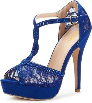 XYD Women Peep Toe Sexy Lace Crystals High Heels Platform Sandals Twining Straps Wedding Ceremony Bride Shoes