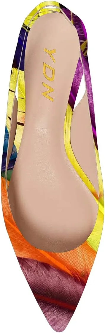 YDN Women's Pointed Toe Slingback Ballet Flats Low Heel Slide Sandals Comfortable Slip On Dress Pump Size 4 15 US