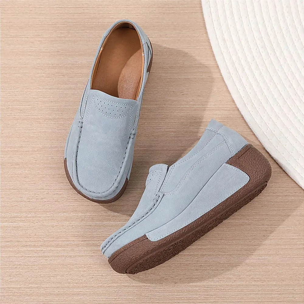 YING LAN Women Slip On Loafers Comfort Suede Moccasins Wide Low Top Shoes
