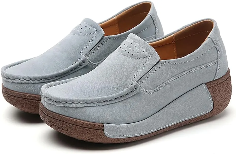 YING LAN Women Slip On Loafers Comfort Suede Moccasins Wide Low Top Shoes