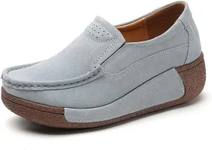 YING LAN Women Slip On Loafers Comfort Suede Moccasins Wide Low Top Shoes