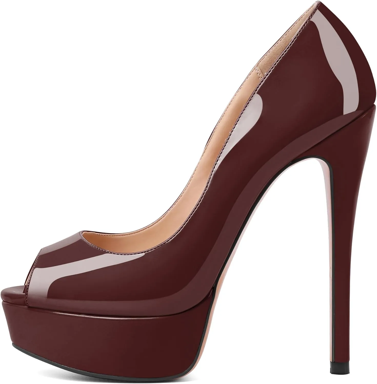 YODEKS Women's Peep Toe Pumps Platform High Heel Shoes Stiletto Party Dress Pump