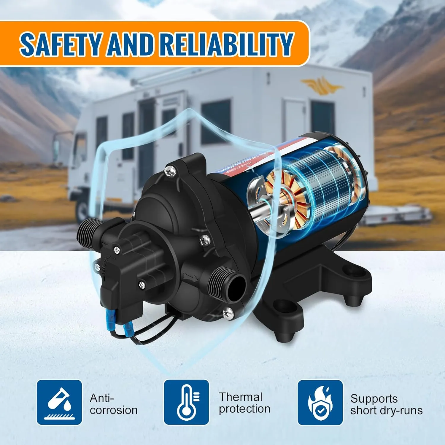 YOUNGTREE 110V Industrial Water Pressure Diaphragm Pump 4.0GPM 50PSI On Demand RV Electric Water Transfer Pump 110Volt AC with Garden Hose Adapters for Irrigation Home Pool Draining Sprinkler