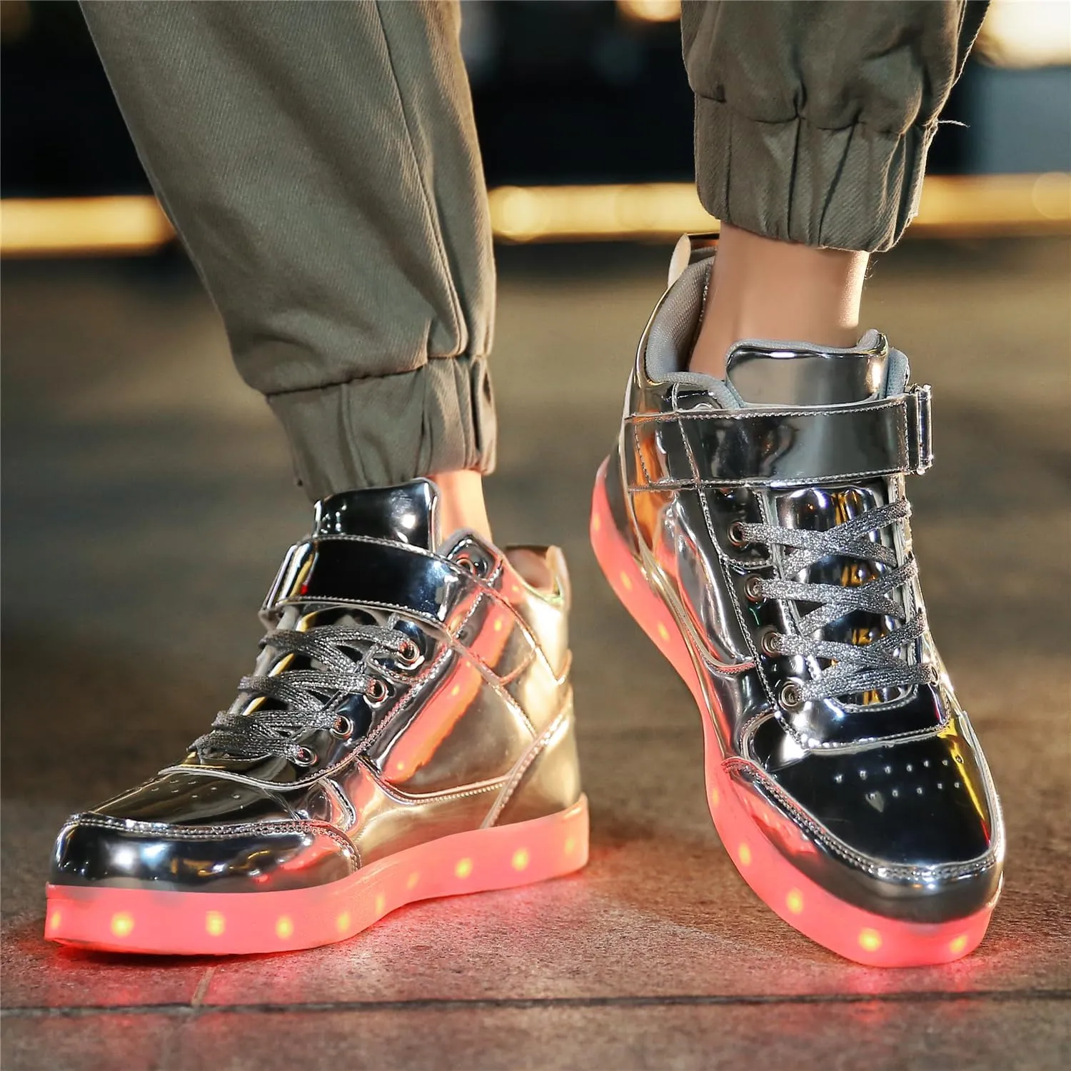 YuanRoad Unisex LED Light Up Shoes with USB Charging Glowing Luminous LED Sneakers