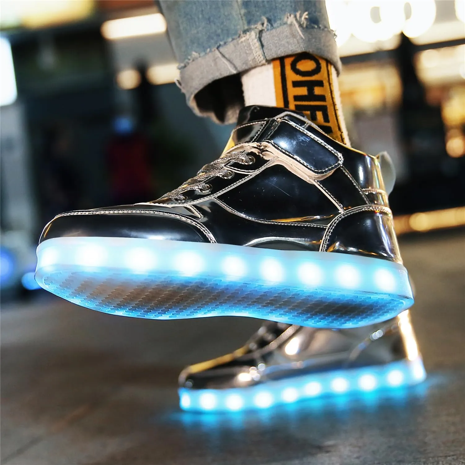 YuanRoad Unisex LED Light Up Shoes with USB Charging Glowing Luminous LED Sneakers