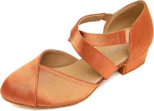 YYTing Women Swing Latin Ballroom Dance Shoes (Closed Toe, Suede Sole, Elastic Closure) 1.5 inch Heel YT26