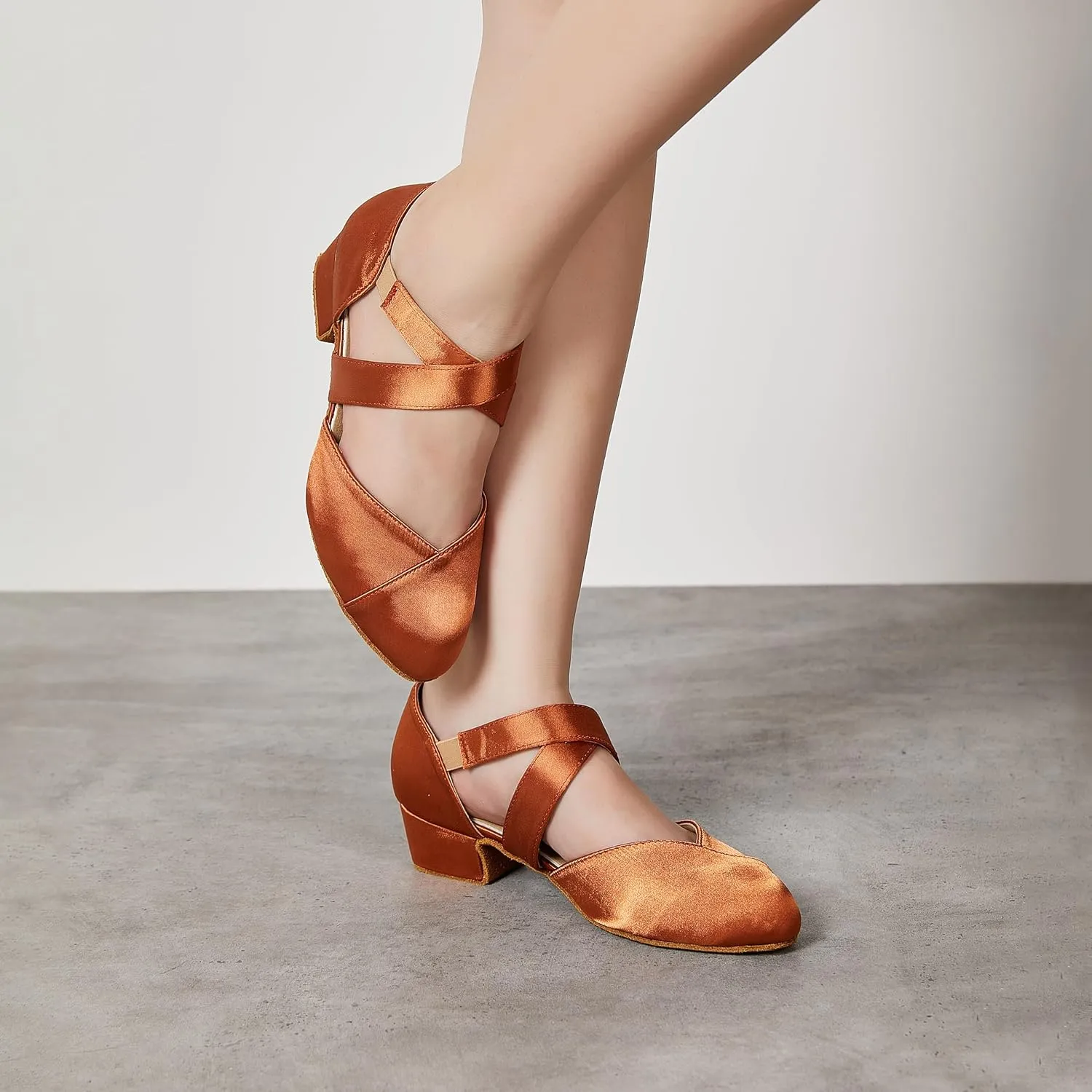 YYTing Women Swing Latin Ballroom Dance Shoes (Closed Toe, Suede Sole, Elastic Closure) 1.5 inch Heel YT26