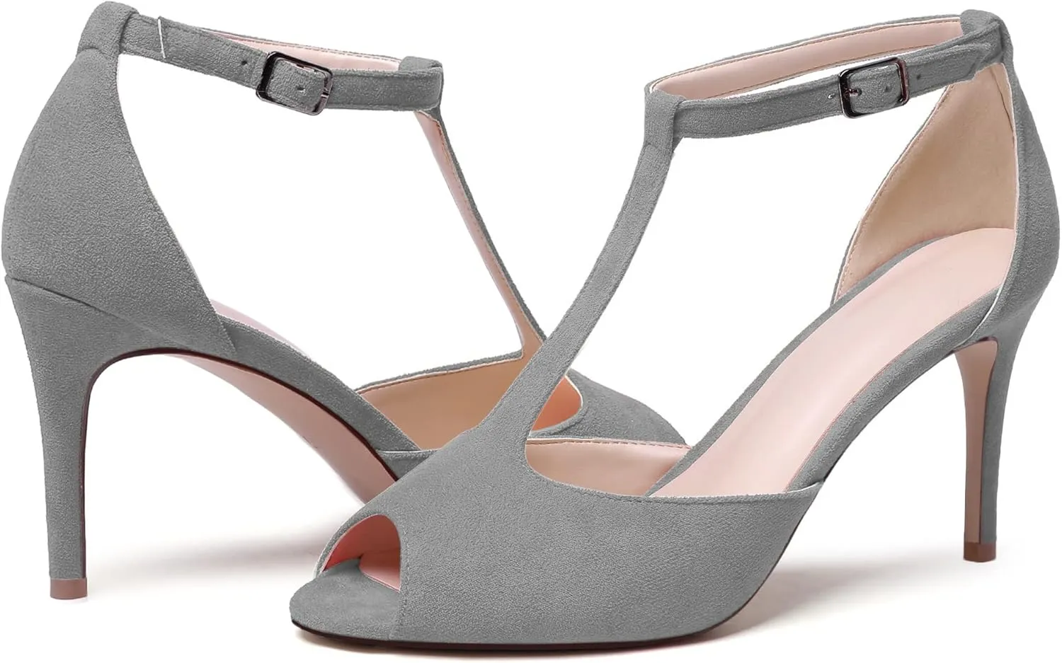 Zamikoo Women's Peep Toe Sandals Ankle Strap Stiletto Pumps Dress Shoes