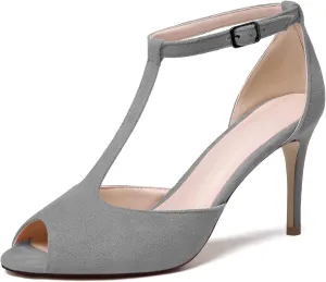 Zamikoo Women's Peep Toe Sandals Ankle Strap Stiletto Pumps Dress Shoes