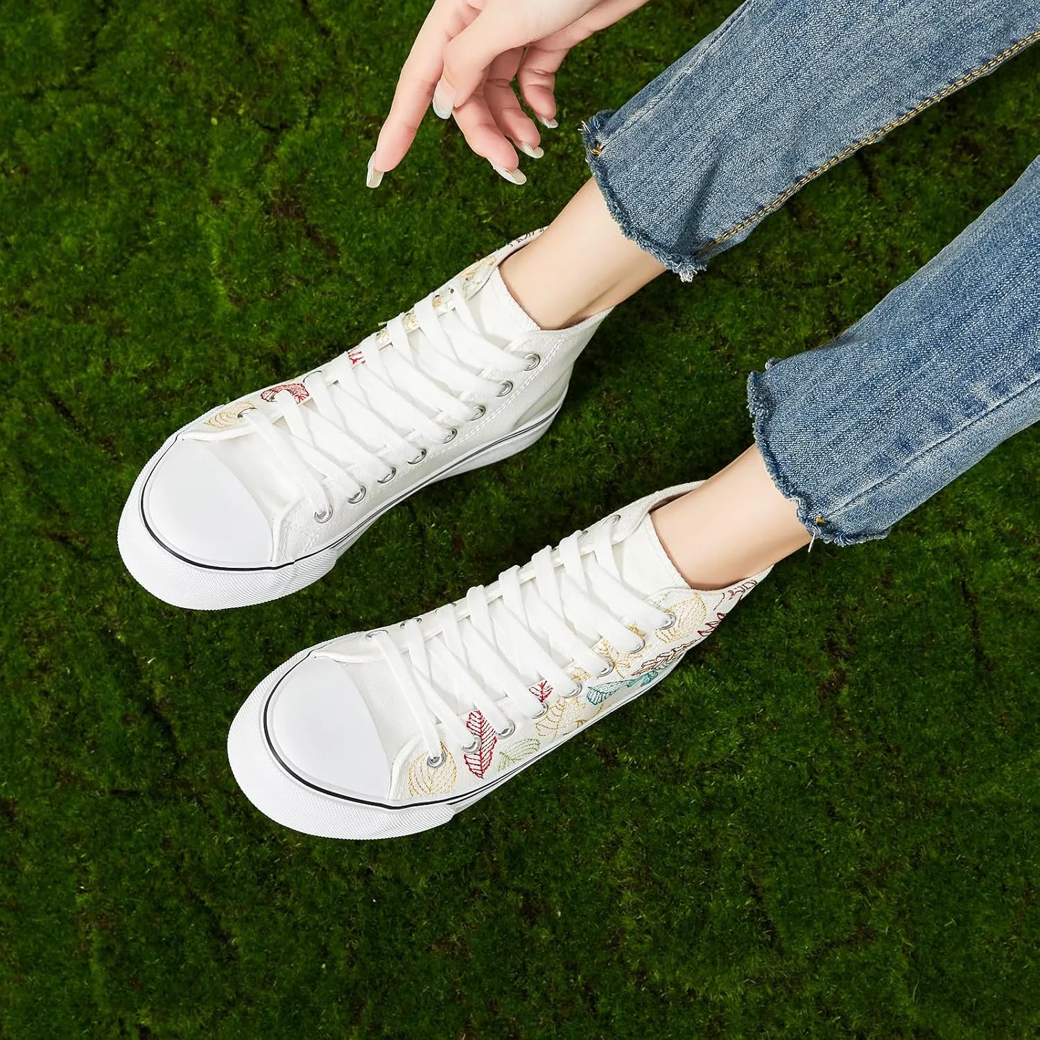 ZGR Womens High Top Canvas Sneakers,Lace-up Canvas Shoes,Casual Tennis Walking Shoes