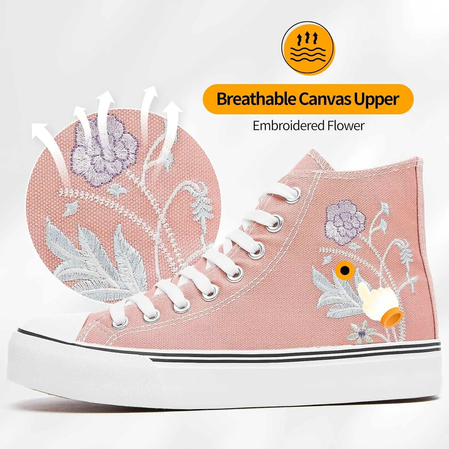 ZGR Womens High Top Canvas Sneakers,Lace-up Canvas Shoes,Casual Tennis Walking Shoes