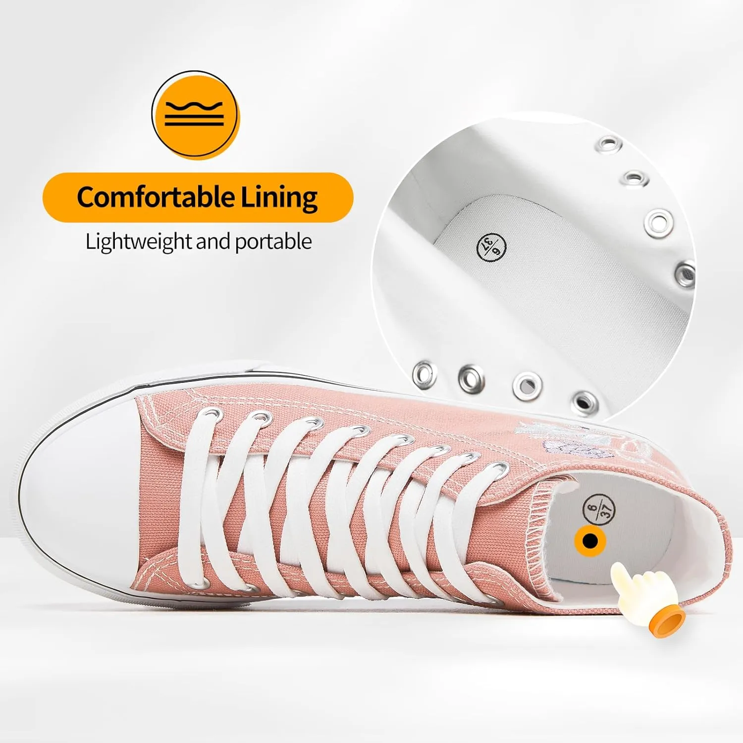 ZGR Womens High Top Canvas Sneakers,Lace-up Canvas Shoes,Casual Tennis Walking Shoes