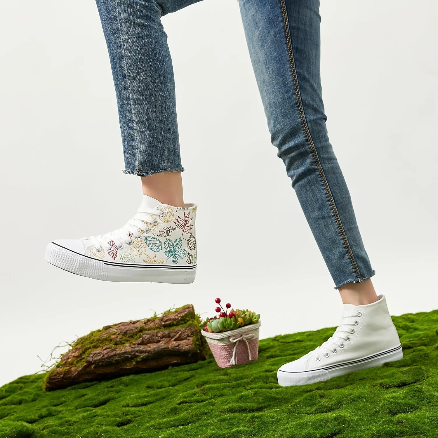 ZGR Womens High Top Canvas Sneakers,Lace-up Canvas Shoes,Casual Tennis Walking Shoes