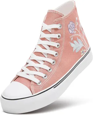ZGR Womens High Top Canvas Sneakers,Lace-up Canvas Shoes,Casual Tennis Walking Shoes