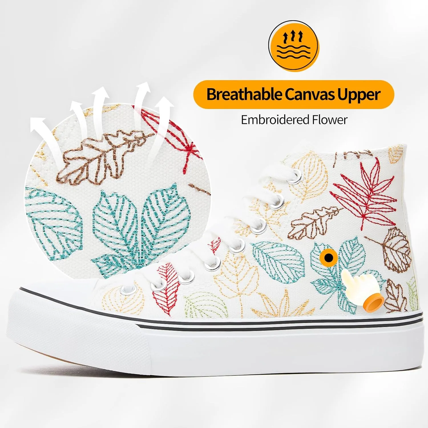 ZGR Womens High Top Canvas Sneakers,Lace-up Canvas Shoes,Casual Tennis Walking Shoes