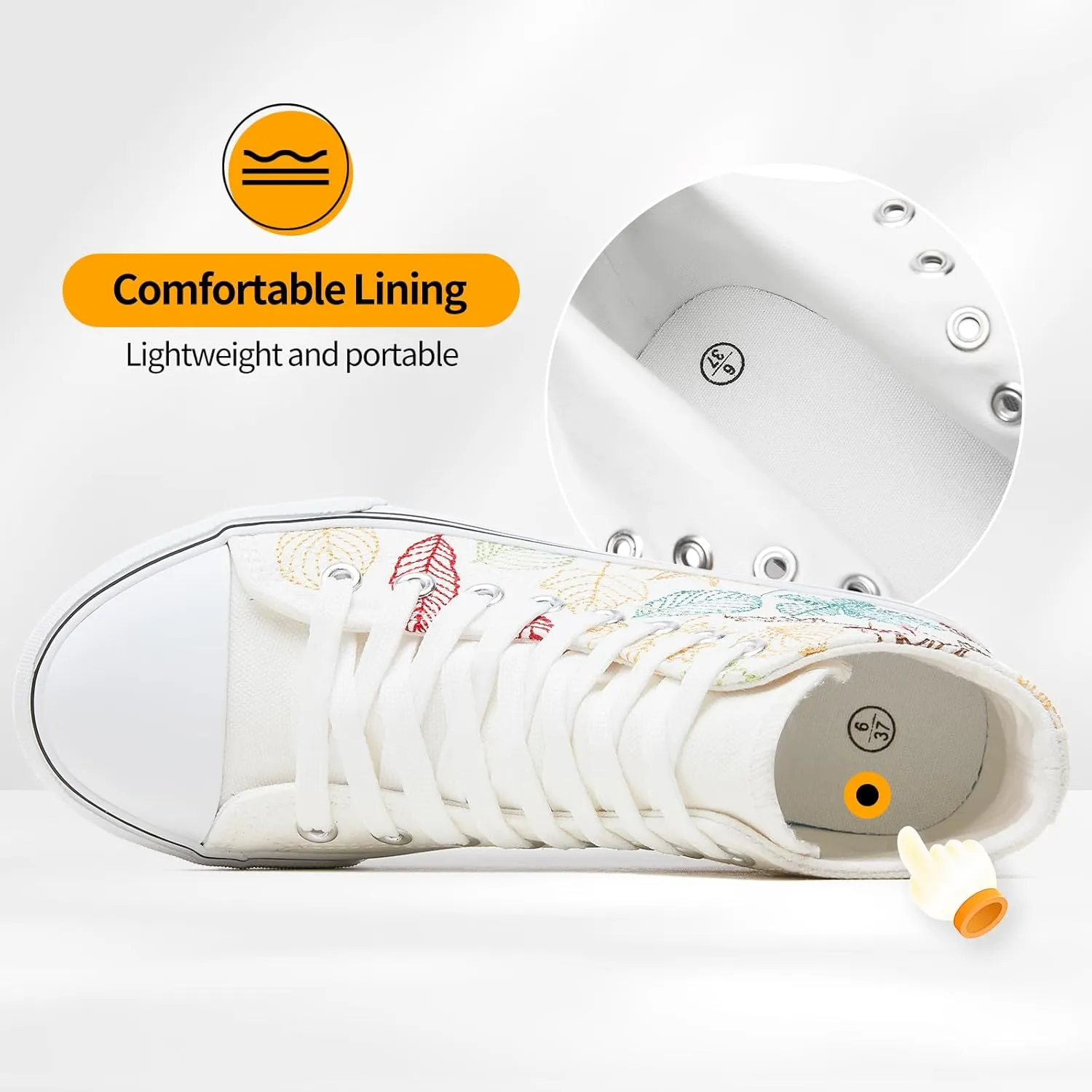 ZGR Womens High Top Canvas Sneakers,Lace-up Canvas Shoes,Casual Tennis Walking Shoes