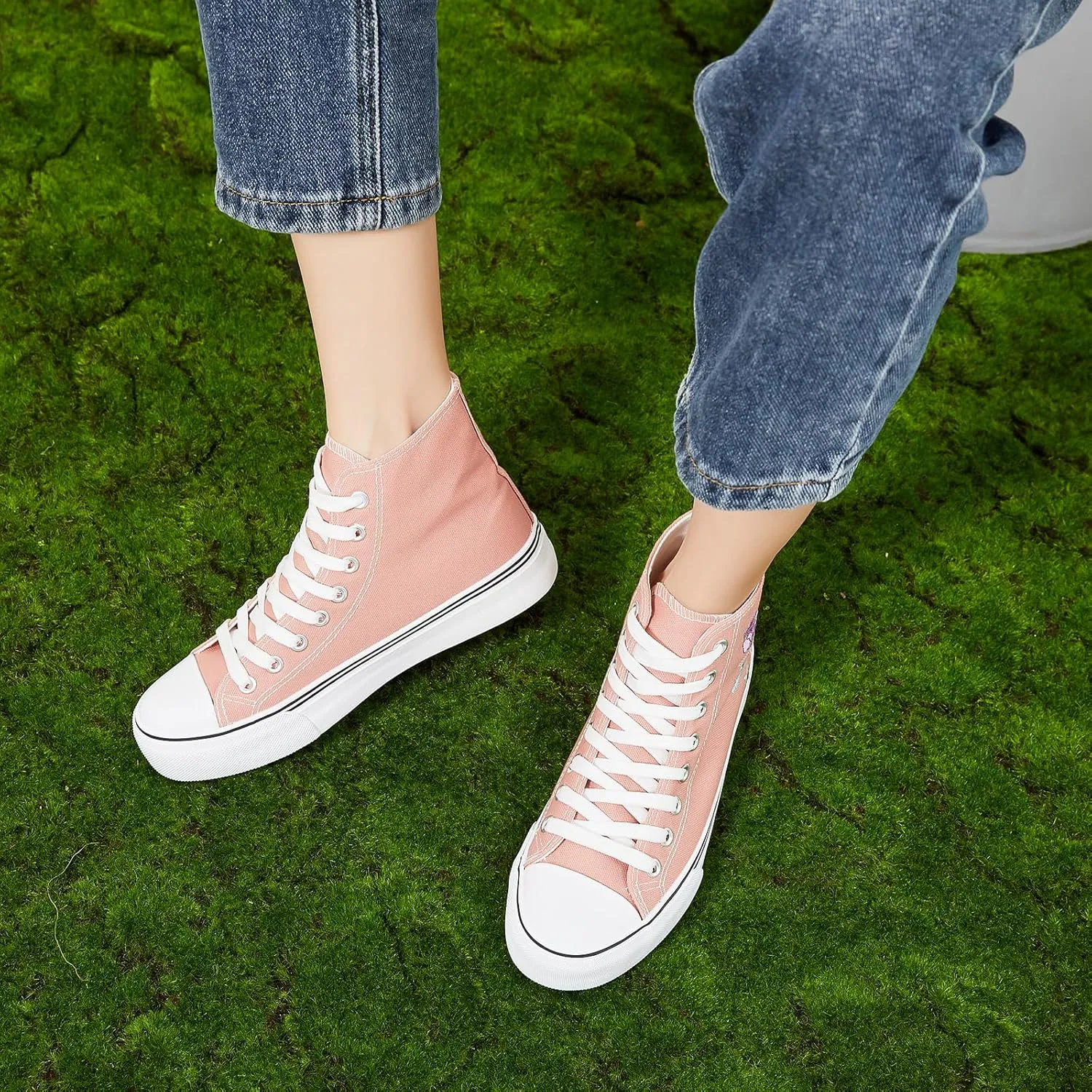ZGR Womens High Top Canvas Sneakers,Lace-up Canvas Shoes,Casual Tennis Walking Shoes