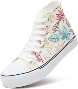 ZGR Womens High Top Canvas Sneakers,Lace-up Canvas Shoes,Casual Tennis Walking Shoes