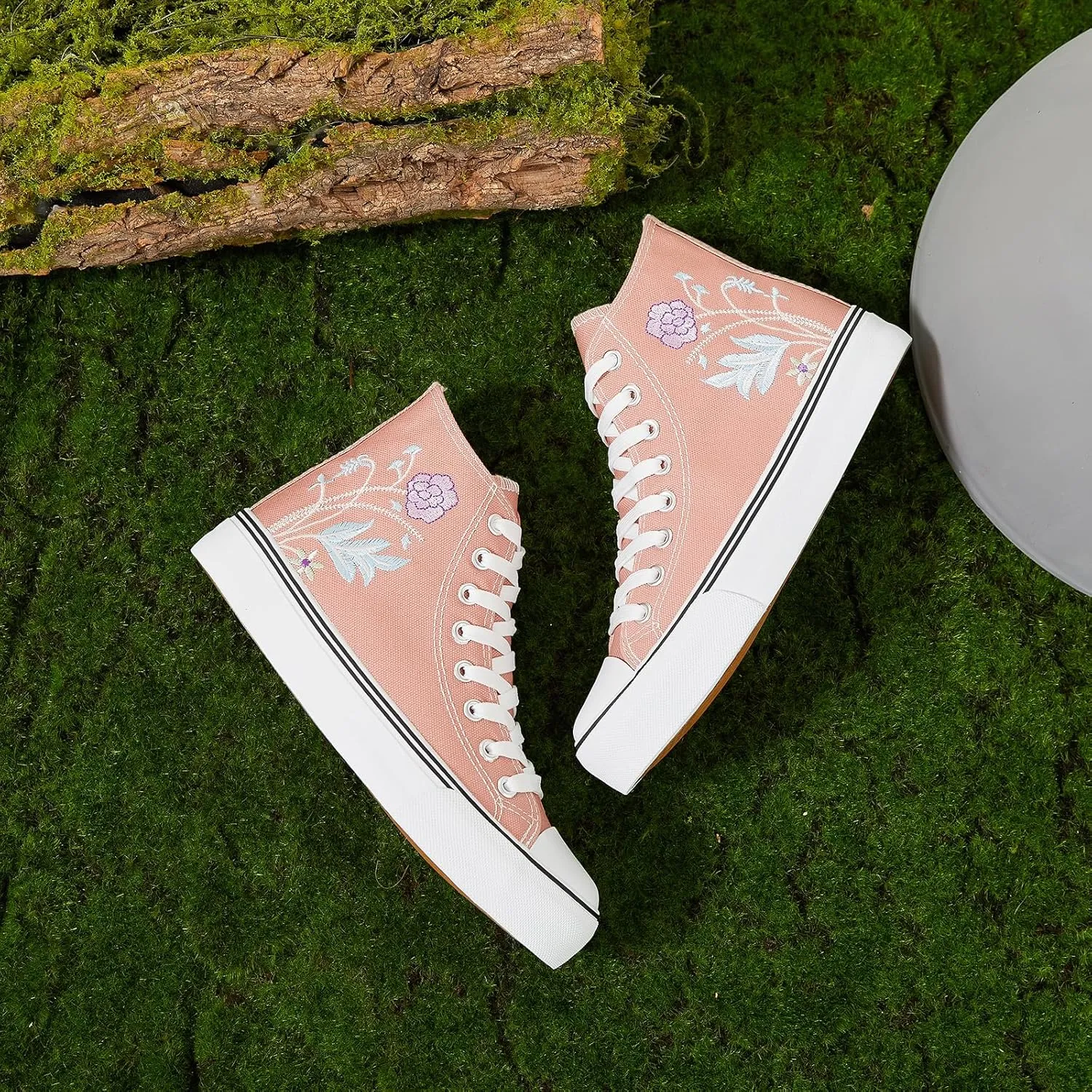 ZGR Womens High Top Canvas Sneakers,Lace-up Canvas Shoes,Casual Tennis Walking Shoes